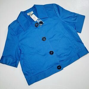 Neiman Marcus Exclusive Women's Blue Short Sleeve Jacket Blazer Large NWT